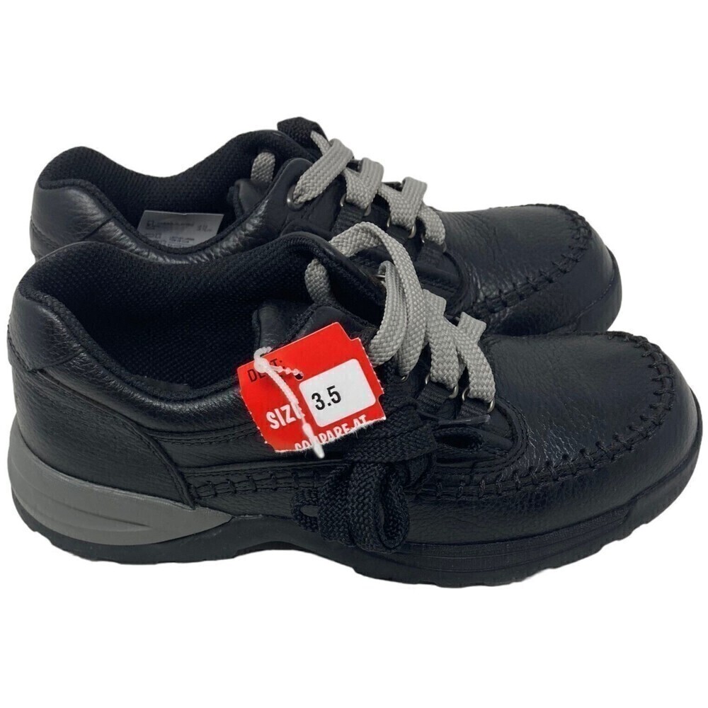 Clarks Boys Black Caribou Sneakers Size 3.5 MW Leather NEW NIB